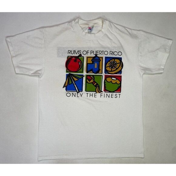 VINTAGE Rums Of Puerto Rico Run Miami 1997 T-shirt Men Large 90s Single Stitch - Picture 1 of 8